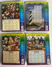 NEW Lot of 4 Craft 2024 Jeweled CALENDAR KITS 16"x24  , Cats on Quilt, Lighthouse
