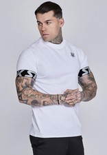 Image of SikSilk Men's Short Sleeved Muscle Fit Crew Neck Tech T-Shirt Tee White