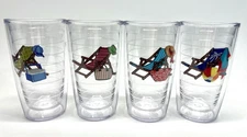Tervis 16oz Beach Chair Embroidered Tumblers Set of 4 Insulated Cups USA Made