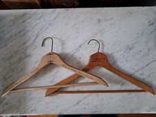 Lot of 2 Vintage Wooden Hangers Advertising Clothing Store Cleaners