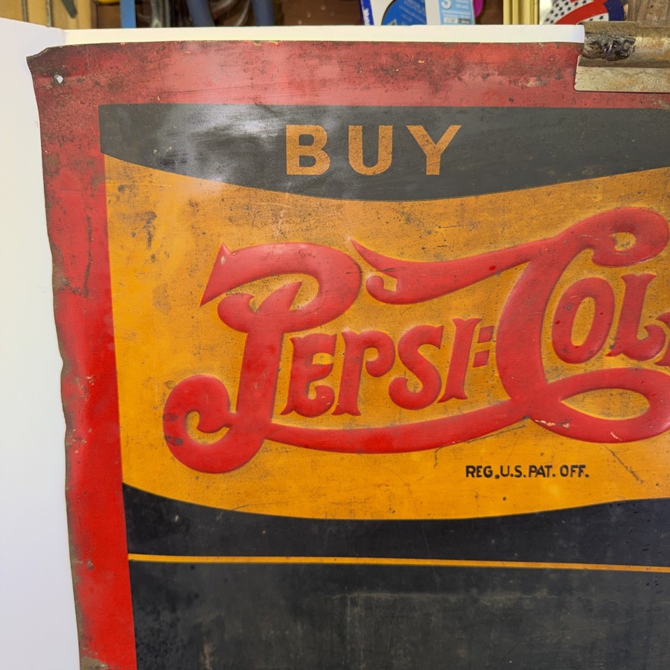 Vintage 1940s Pepsi-Cola Metal Chalkboard Menu Sign With Embarrassed ...