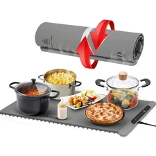 OmniRed food warming mat, large, grey, upgrade with 10 setting temp, silicone.