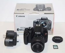 Canon EOS Rebel T100 Digital SLR Camera EF-S 18-55mm Lens 64GB SD- NM w/ Box