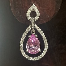 Teardrop Amethyst  CZ Dangle Earrings