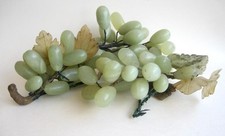 Vintage Alabaster Green Grapes 3 Clusters Polished Stone Leaves MCM