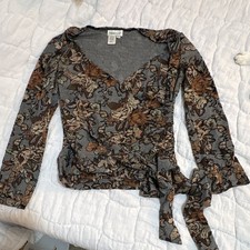 Coldwater Creek Womens Wrap V-Neck Top S Gray...