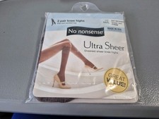 No Nonsense Knee Highs - 2 Pair Ultra Sheer Size M/L Sheer Toe Jet Brown