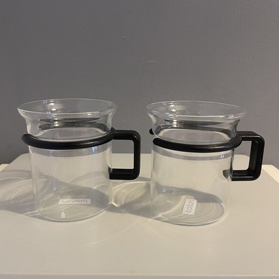 Vintage Bodum ''Picard'' Becher Star Trek Glas Tasse schwarz Carsten Jorgensen Kaffee x2