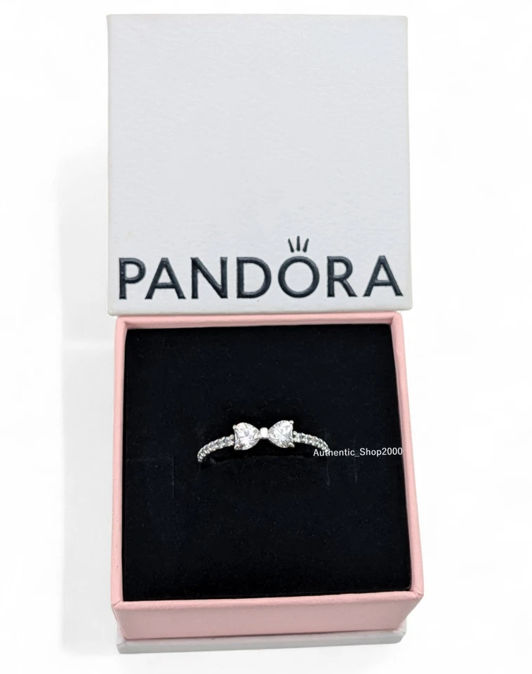 New 100% Authentic PANDORA 925 Ale Clear White Pave Sparkling Bow Ring 193510C02 - Image 2 of 4