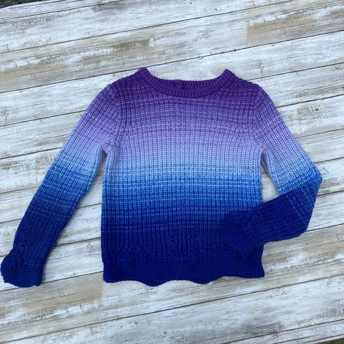 Polo Ralph Lauren Sweater Girls Sz 5 Purple Cotton Ombré Knit Pullover Preppy