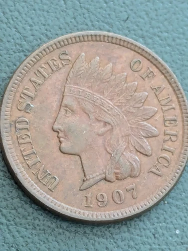 1907/7 Indian Head Cent   AU Copper Diamonds Liberty