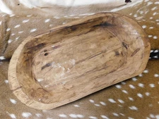 Carved Wooden Dough Bowl Primitive Wood Trencher Tray Rustic Home Decor 21 1/2"