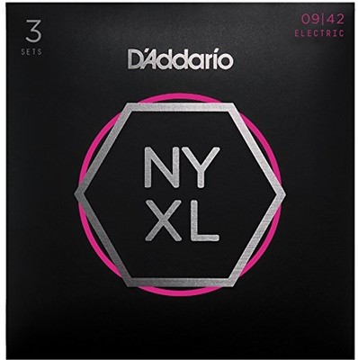 D'Addario Nickel Wound Electric Guitar Strings, Super Light, 9-42, 3 Sets