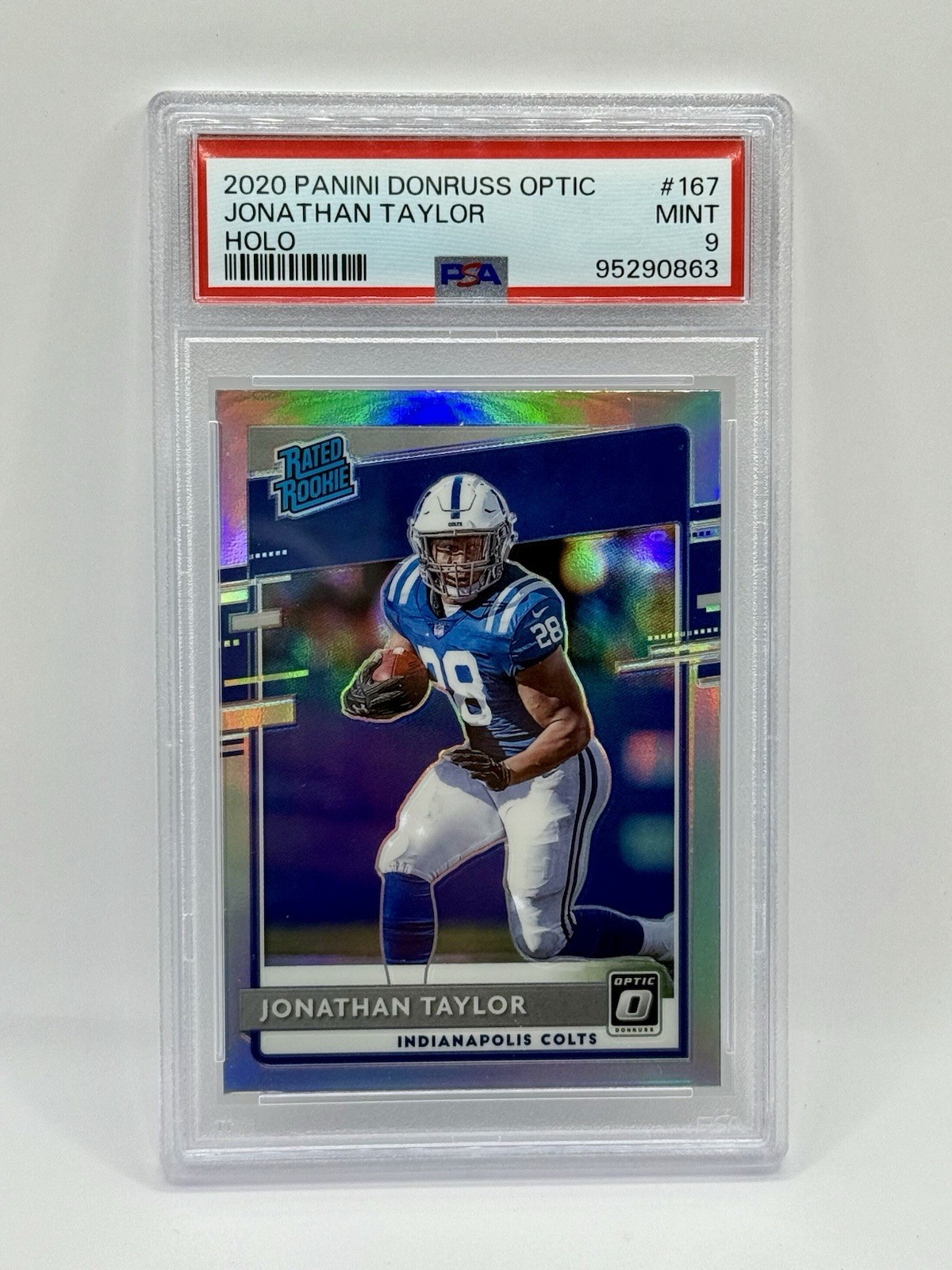 2020 Optic - Rated Rookies Jonathan Taylor #167 Silver Holo Prizm (RC) PSA 9!!!