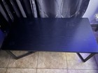 Black Rectangular Coffee Table Wood Top Metal Geometric Legs 48x24x18 in — photo 2