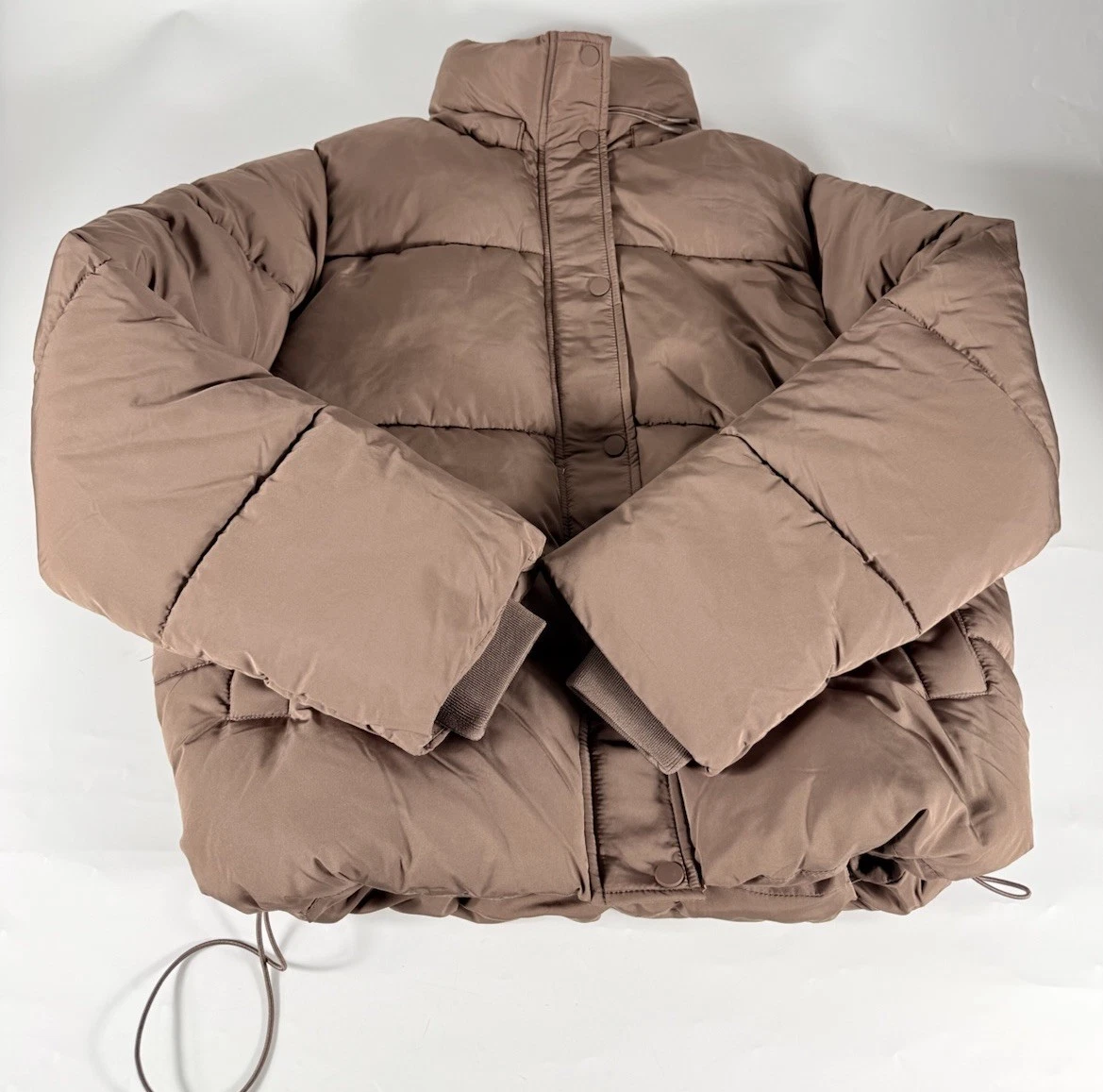 Mother Puffer Jacket Brown Quilted Winter Coat S/P Small Warm Casual Zip