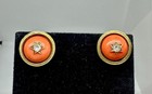 Victorian Coral Old Mine Cut Diamond Earrings 14K Gold Antique Star Motif 1860 — photo 8
