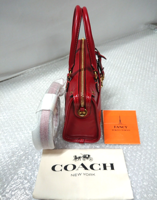 COACH Rhyder Satchel Bag 24 CFN69 B4POP Poppy Glazed Leather 3way