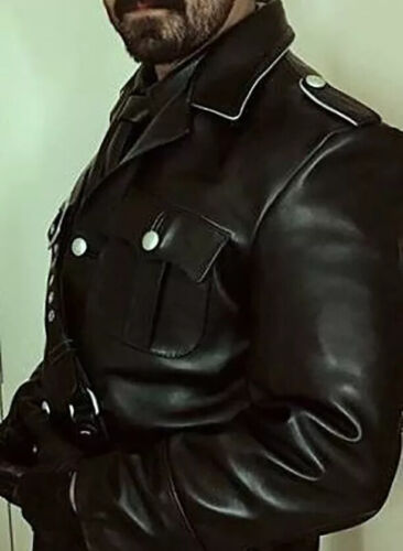 Men's Real Leather Jacket / Leather Tunics / Leather Shirt /BLUF/Police Jacket - Picture 4 of 11