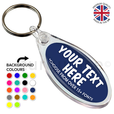Schlüsselanhänger personalisiert Wunschtext Geschenk 50 x 25 mm | rund oval