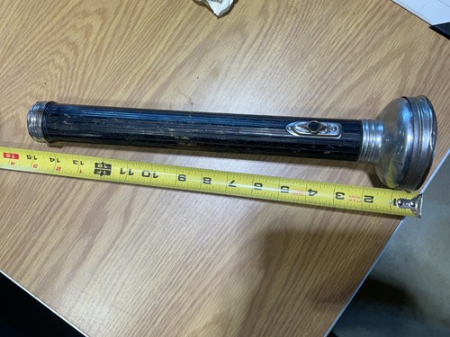 Black and Chrome Eveready Flashlight 5D-Cell 14" Night Patrol Baton Vintage