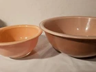 Pyrex Set of 2 Vntg Autumn Pastels Mixing Nesting Bowls Clear Bottom Oven& Micro
