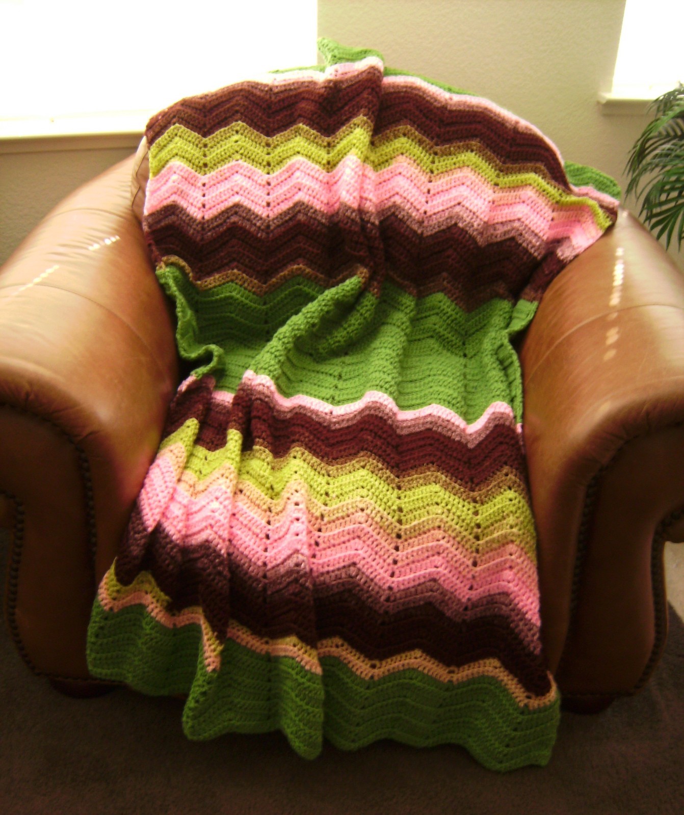 NEW HAND CROCHET HOT PINK LIME BURGUNDY RIC RAC RIPPLE AFGHAN LAP BLANKET THROW eBay