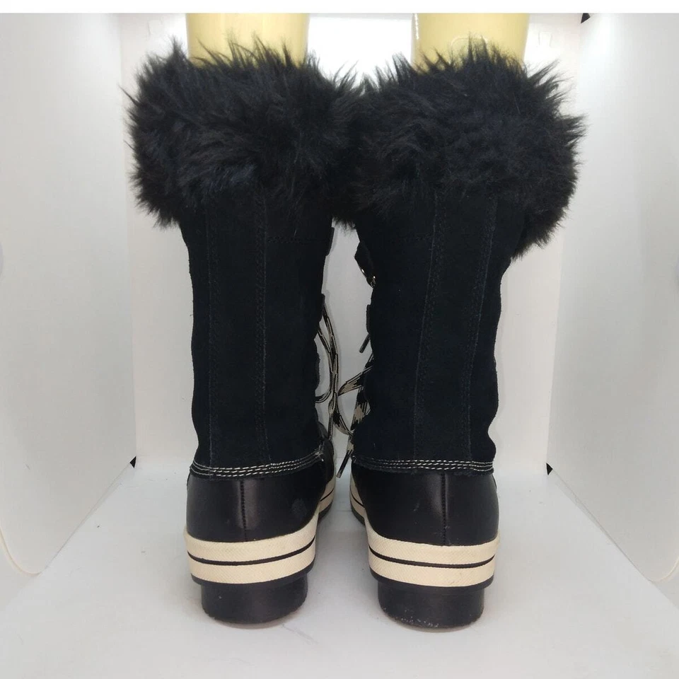 Botas de invierno Bass Juno para mujer usadas de cuero negro forradas de piel sintética - talla 10M Foto 3 de 4
