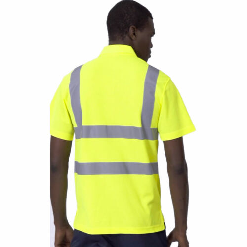 Uneek Hi Viz Polo Shirt Top High Visibility Vis Knitted Collar Reflective PPE - Bild 2 von 5