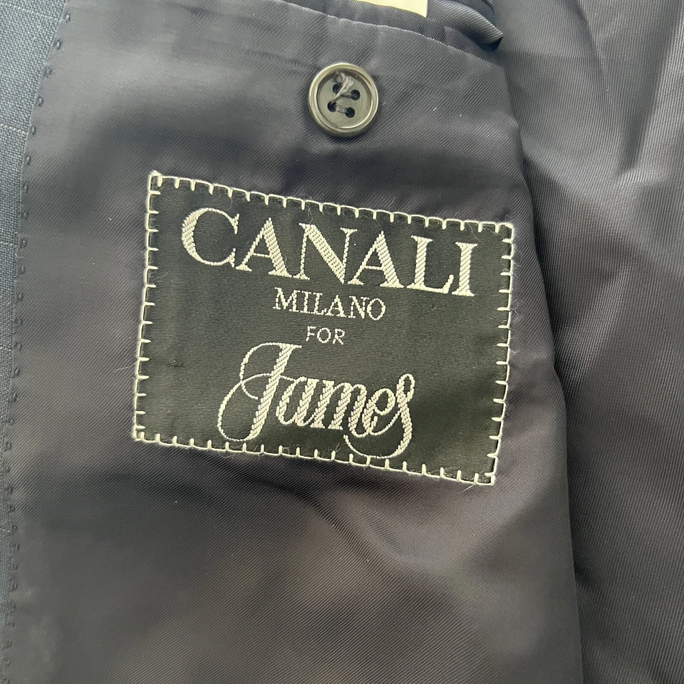 Chaqueta de traje Canali Milano 40 R azul marino a cuadros 100 % lana pura para hombre Foto 4 de 4