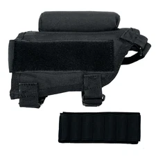 Shooters Gate Rifle Buttstock Cheek Rest with Shell Carrier - Black