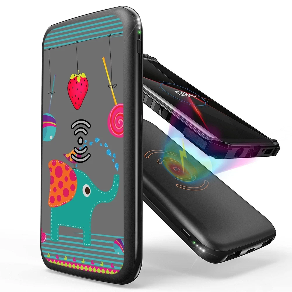 10000mAh Power Bank with Wireless Charging in Black