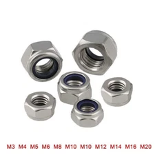 304 Stainless Steel Hex Locknut M3 - M20 Self-Locking Hexagon Screw Nuts DIN985