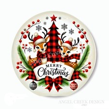 Merry Christmas Plaid Reindeer Favor Stickers Scrapbook Stickers Envelope Seals