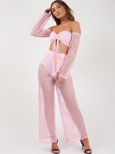 WHOLESALE- Pink Mesh Two Piece Set