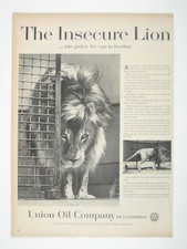 Vintage Union Oil Company 76 Print Ad The Insecure Lion 1950s Gasoline AD