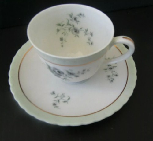 VINTAGE LIMOGES CHARLES AHRENFELDT DEMITASSE Teacup & SAUCER BLUE ROSE - Picture 3 of 8