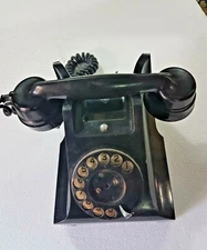 Retro Bakelite telephone Black Color Rotary dial insideBell ITI India discarded 