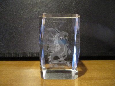 Dragon Etched in Rectangular Prism