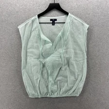 Gap Blouse Womens Size Medium Green Sleeveless V Neck Lightweight Thin