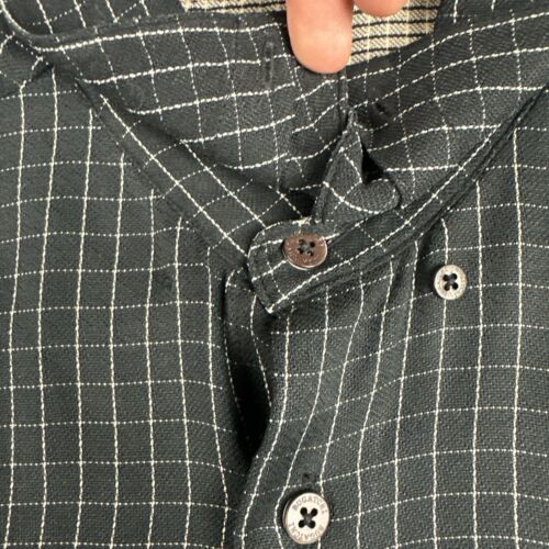 Bugatchi Shirt Mens S Oxford Button Up LS Black Windowpane Silk Blend (?) Pocket - Picture 3 of 6