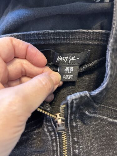 NWT Nastygal Women's Petite Contrast Zip Strappy Denim Bralette Top Sz 6/32B Blk - Picture 7 of 7