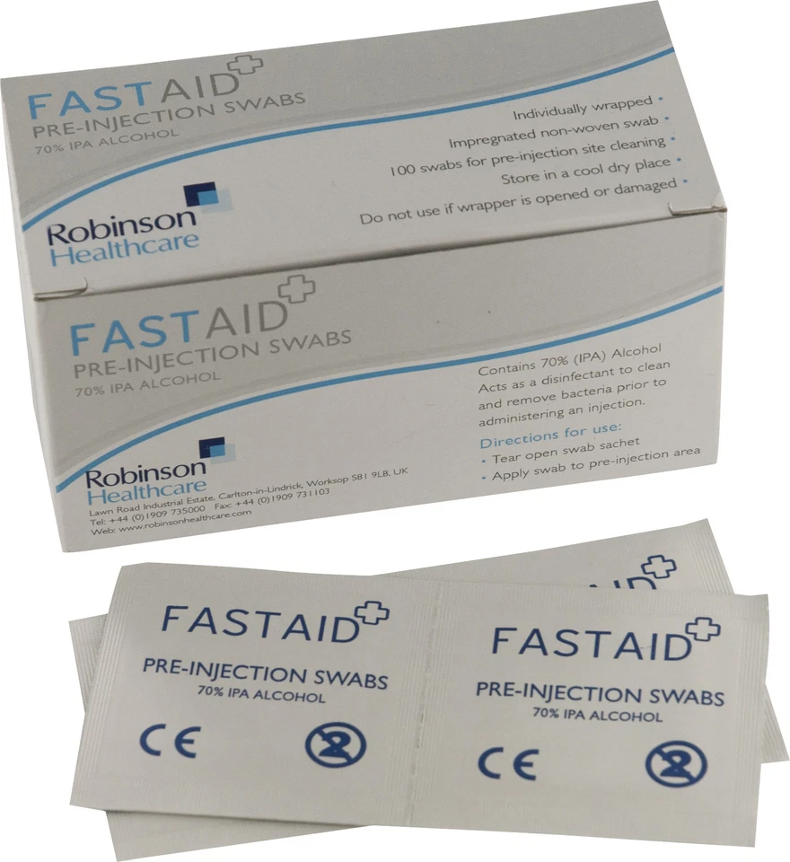 FastAid Alcohol Wipes with 70% IPA Pre-Injection Swabs for Skin, Tattoo, Alcotip