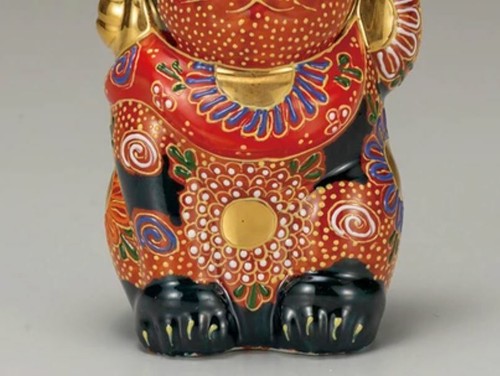 Maneki Neko Japanese Lucky Beckoning Cat KUTANI YAKI WARE Traditional Kon Mori - Picture 3 of 8