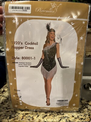 Pixiemain 1920's Black Silver Sequin Gatsby Cocktail Flapper