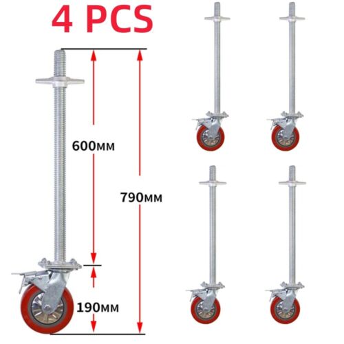 6 Inch 4 x Alloy Scaffold Tower Adjustable Legs & Castors Scaffold Tower Wheels - Picture 2 of 8