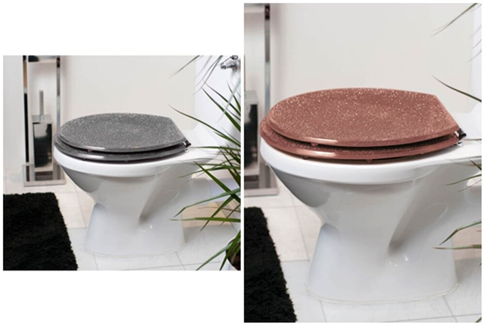 Rose Gold Glitter Toilet Seat Fixing Included Fit Most Standard UK