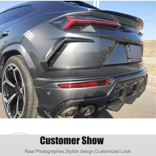 Carbon Fiber Rear Bumper Canard Fins Lip Spoiler For Lamborghini Urus 2018UP E - Picture 9 of 10