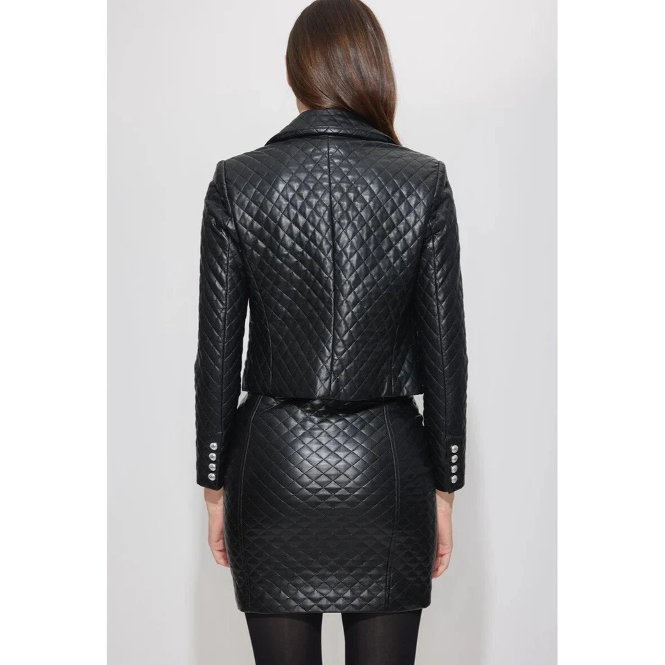 Generation Love Angie Quilted Vegan Leather Blazer Jacket Diamond Quilted XS NWT - Image 3 of 4