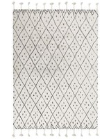 Rechteckiger Teppich Quasten Baumwolle Kurzflor 140 X 200 Cm Weiß/Schwarz Agadir